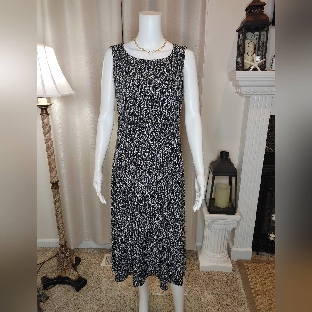 Laura Jeffries Floral Sleeveless Dress, Black and White 8